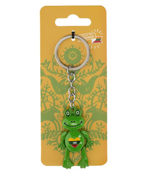 Frog-shaped keychain with Lithuanian tricolor heart